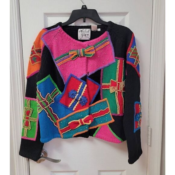 Vintage Michael Simon Holiday Gifts BowUgly Holiday Collectible Sweater M - Picture 4 of 12